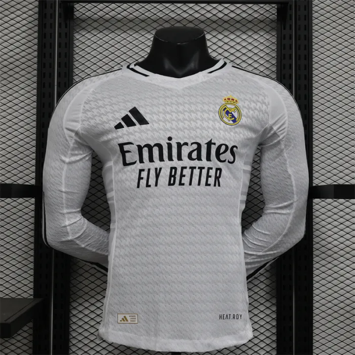 Versión para jugadores Camiseta de fútbol de manga larga del Real Madrid Home Kit 24/25