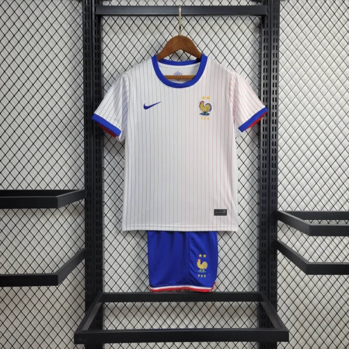 Camiseta de fútbol de visitante de Francia para niños 24/25 Eurocopa 2024