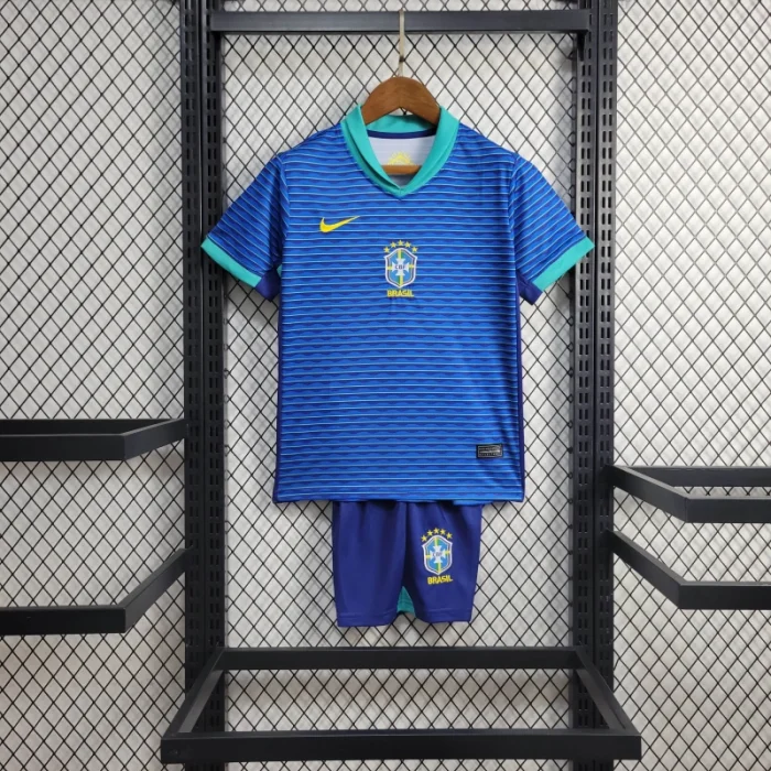 Camiseta de fútbol de visitante de Brasil para niños 24/25 Copa América 2024