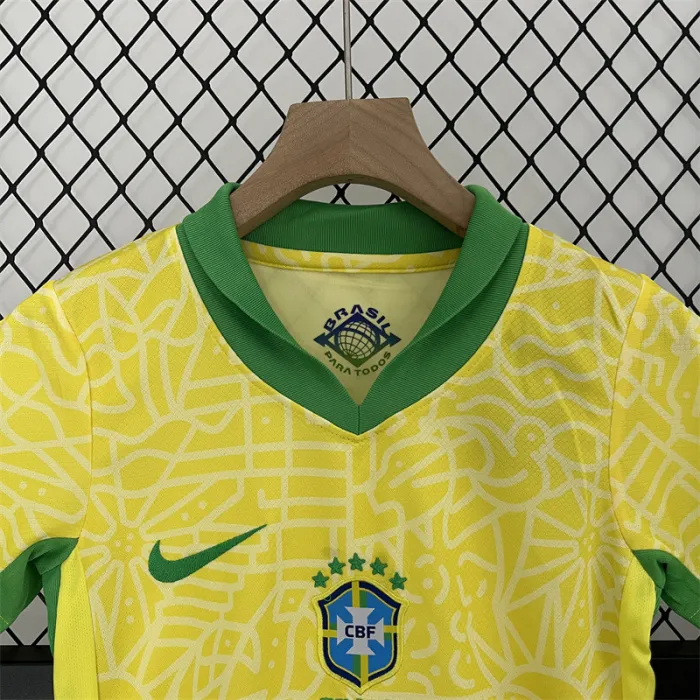 Camiseta de fútbol de la Copa América 2024 para niños, equipo local de Brasil 24/25