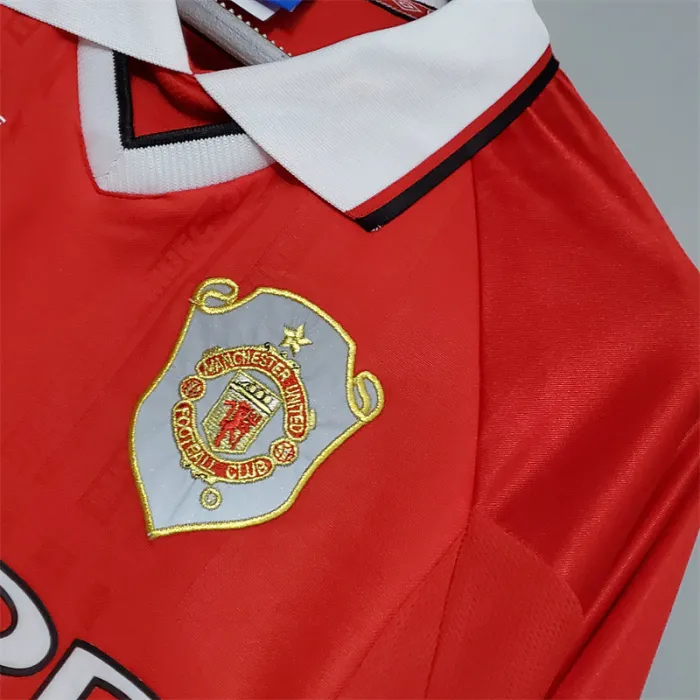 Manchester United Jersey Home Kit 1999/00 Retro Long Sleeves Football Team Soccer Shirt
