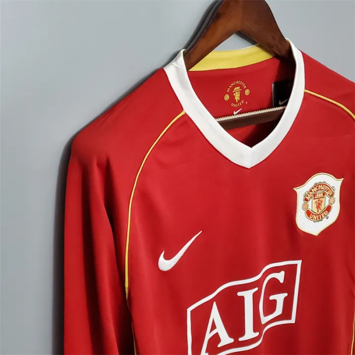 Manchester United Jersey Home Kit 2006/07 Retro Long Sleeves Football Team Soccer Shirt