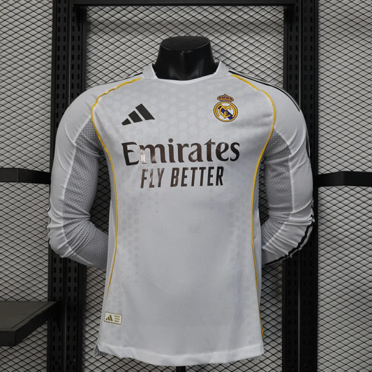 player version real madrid jersey 25/26 home long sleeves football kit soccer jersey