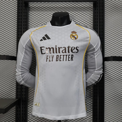 player version real madrid jersey 25/26 home long sleeves football kit soccer jersey