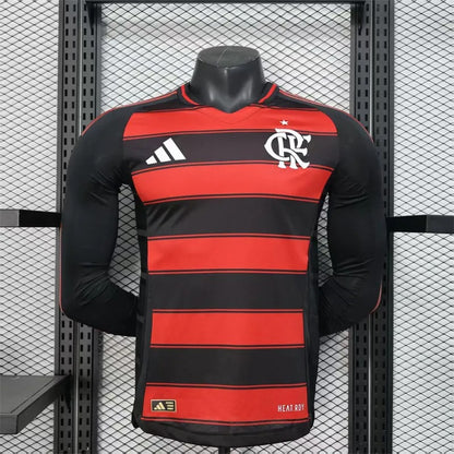 player version flamengo home jersey 25/26 long sleeves football kit soccer jersey